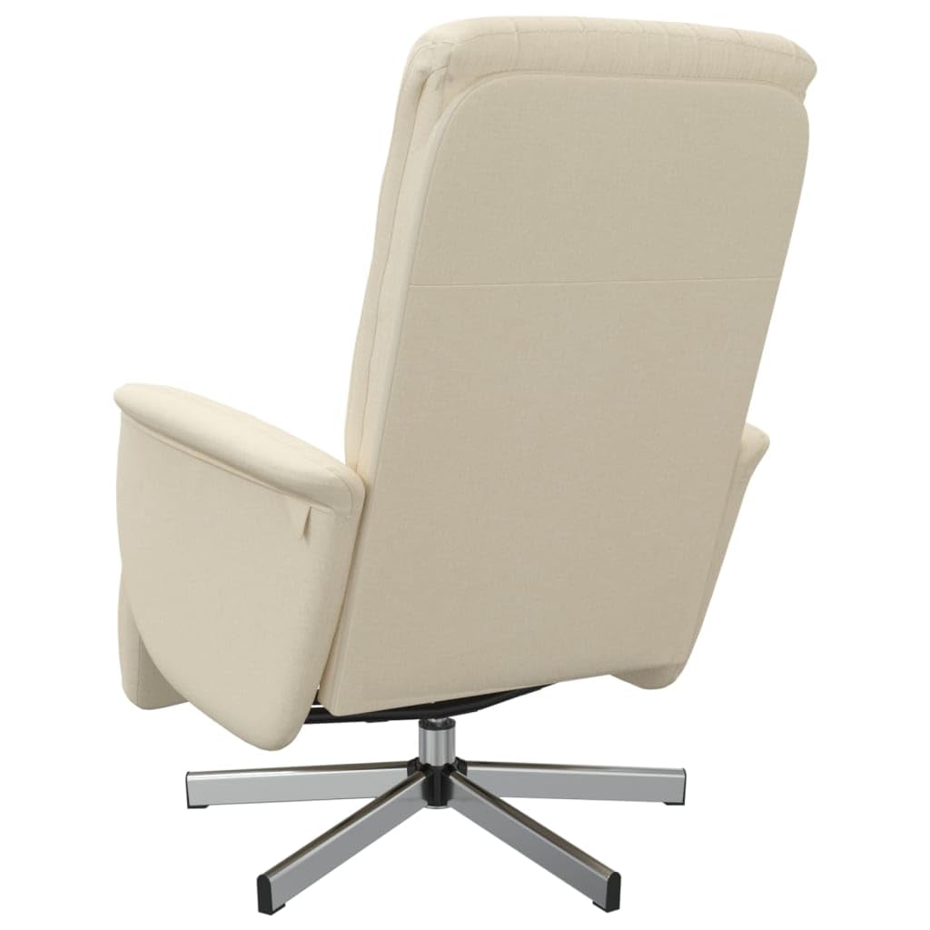 Fotel relaksacyjny z podnóżkiem, kremowy, 71 x 84 x 105 cm, obrotowy, regulowany, z tapicerowanym siedziskiem i podłokietnikami, ergonomiczny, do salonu, biura, czytania, relaksu i wellness