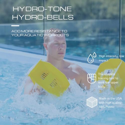 Image of Aquastrength Hydro-Tone Total Body Pool Exercise System, Isokinetic Functional Water Weights, Bells 12 inch x 7.5 inch, Fins 6.5 inch x 2.5 inch, Quick Start Guide Included