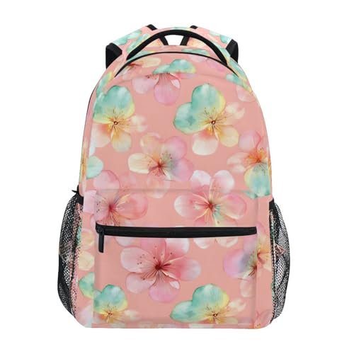 Watercolor Flower Blossom Beautiful Backpack for School Boys Girls Adults Kids Bookbag Laptop Bag 15L