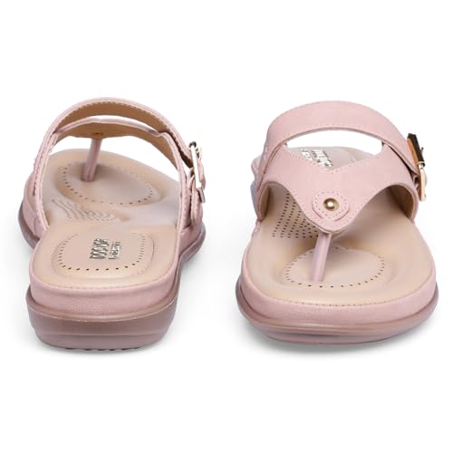 Image of DOCTOR EXTRA SOFT Women's Flat Comfortable Memory Foam Slippers /Flip-Flops Fashion Stylish Casual Diabetic Orthopedic Lightweight Synthetic Slip-on Sandals with Adjustable Strap for Girls /LadiesD-623
