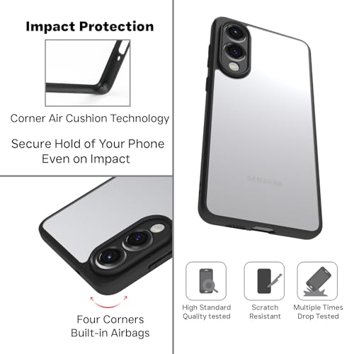 Image of RIGGEAR Shockproof Sleek Hybrid Armor Back Cover Case for Samsung Galaxy S25 Edge (Clear PC with Black TPU Bumper)