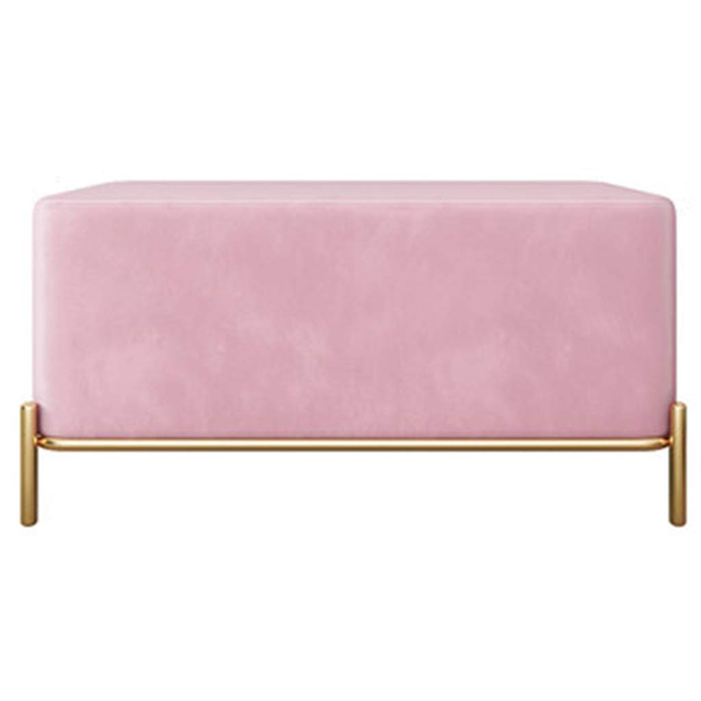 Repose-pieds pouf en cuir rose pour cabine d'essayage et entrée chic
