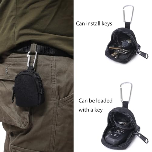 Schlüsseltasche 2er Set – Mini Geldbörse & Münzbeutel aus Nylon – Autoschlüssel Tasche & Schlüsselanhänger Tasche – Coin Purse mit Reißverschluss, Canvas Ringtasche, Klein Münzbeutel – Unisex