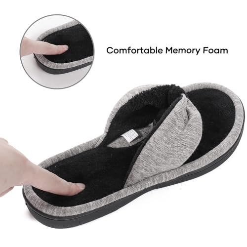 Wishcotton Women's Memory Foam Spa Thong Flip Flops Cozy Indoor Slippers, Ladies Summer Lightweight Open Toe House Sandals3