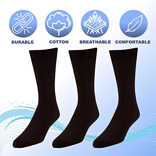 EMEM Men's Ribbed Cotton Classic Crew Dress Socks 5-Pack, Big and Tall Available4