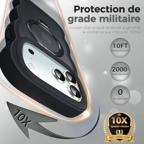 Coque iPhone 17 Pro Max antichoc à bords ondulés pour une utilisation active