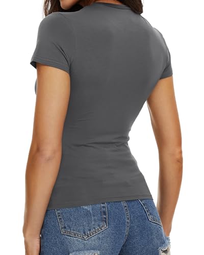 Image of Womens Basic Tees Summer Short Sleeve Shirts Slim Fit Tight T Shirt Going Out Tops Trendy 2026