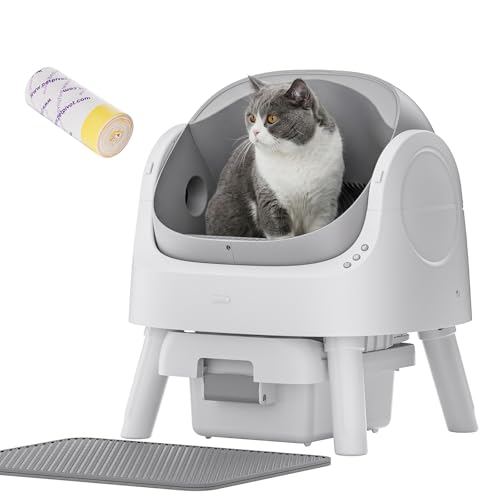 Image of PetPivot Automatic Litter Box for Cats, Open-Top Design with Safety Sensors, Includes Liners and Litter Mat, Suitable for Multi-Cat Homes, Grey
