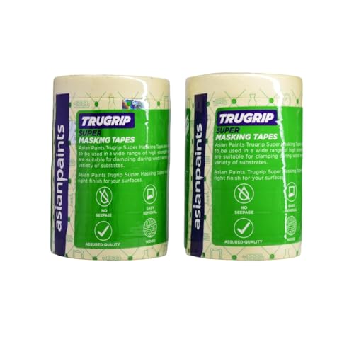 Image of Asianpaints Trugrip Super Masking Paper tape, gum tape 20meter Length (1inch 2.4cms Pack of 12)