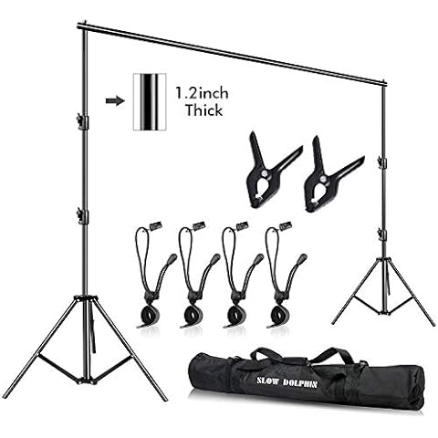 SLOW DOLPHIN Photo Video Studio 10ft (W) x 9.2ft (H) Heavy Duty Adjustable Photography Backdrop Stand Background Support System Kit with Carry Bag Cover