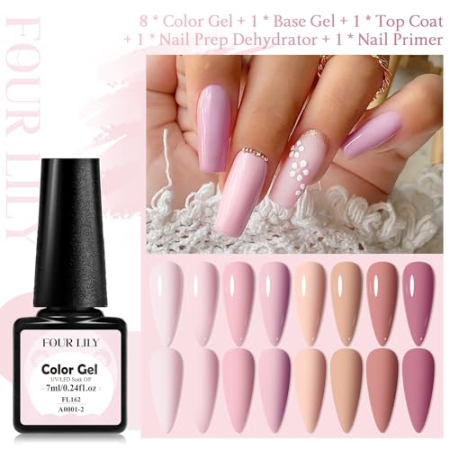 Set de esmaltes en gel Nude Pink 12 piezas miniatura 4