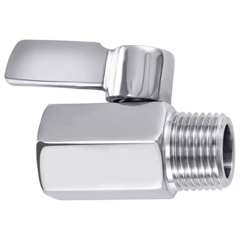 Shower Head Shut Off Valve Brass With Chrome Plating, 1/2 Inch NPT Male To Female Thread, Water Flow Control Valve For Bathroom, Kitchen, RV