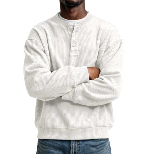 Corduroy Henley Shirts for Men Long Sleeve Casual Fall Shirt Pullovers - image 6