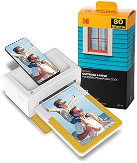 Kodak Dock Plus 4x6 Instant Photo Printer 80 Sheet Bundle (2022 Edition) – Bluetooth Portable Photo Printer Full Color Printing – Mobile App Compatible with iOS and Android – Convenient and Practical