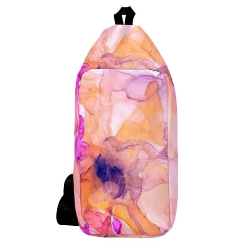 Sac à dos à bandoulière ergonomique rose marbré avec sangle ajustable