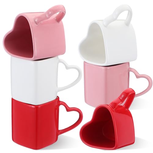 Domensi 6 Pcs Valentines Day Heart Shaped Mugs...