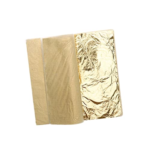 KONTONTY 100 Hojas Hoja De Oro De Imitación Lámina Metálica Dorada Papel De Hoja De Oro Adhesivo De Pan De Oro Gold Paint Papel Dorado Decoración Marco Dorado Hoja De Oro Comestible Golden