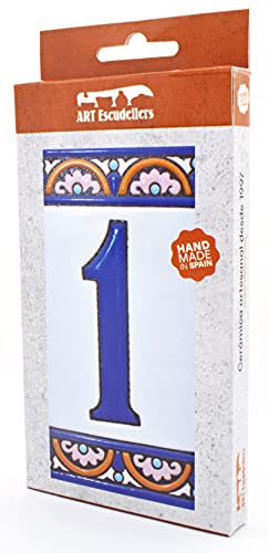 House Numbers 6 Inch. Handpainted House Number Tiles For Signs, Addresses And Names. Address Numbers For Houses. House Address Numbers And Letters. Design Arco Grande 5,86" X 2,91" (Number 1) #TOP3