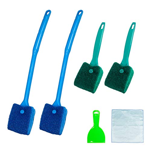 2er Set Aquarium-Reinigungsbürste – Algenentferner Für Glas, Blau, 15x9x6 Cm, Auch Für Küche & Bad