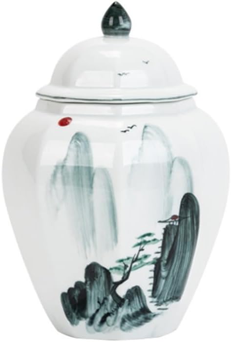 SONGCHAO Sugar Jar Hand-Painted Ceramic Tea Storage Jars Red and Green Loose Tea Storage Sealed Jars Home Kitchen Food Storage Jars Tea Canister