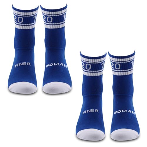 JXGZSO 2 Pairs Sorority Socks Blue Finer Women Socks Sorority Sister Gift