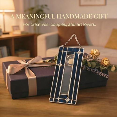 Handmade Stained Glass Photo Booth Frame, Vertical Hanging 2x6 Inch Glass Picture Frame Vintage Wall Gallery Display Unique Gift for Weddings Memories Home Decor (A1) - Image 4