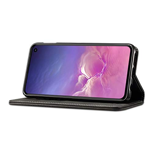 Galaxy S10E Leather Wallet Case, Bpowe Ultra Slim Business Style Folding Flip Case With Kickstand Card Slots Magnetic Stand Protective Case Cover For Samsung Galaxy S10E (Black) #TOP4