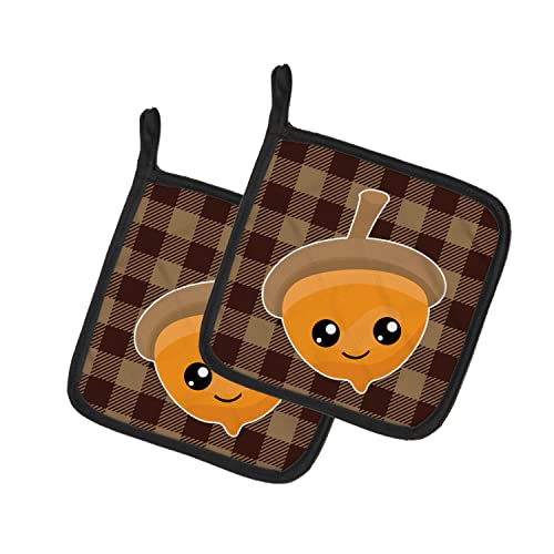 Caroline's Treasures Fall Acorn Gingham Pot Holders #TOP28