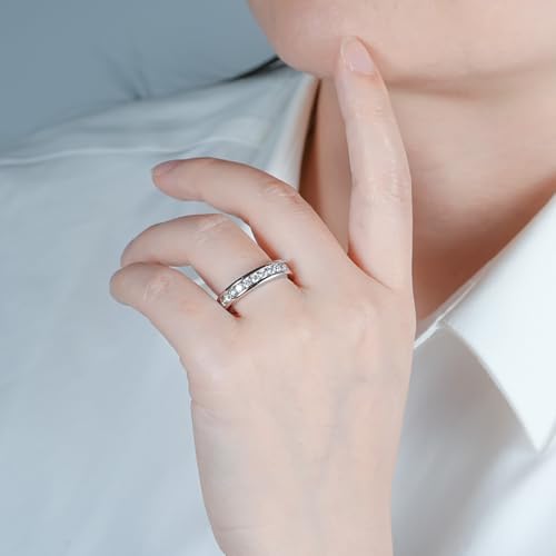 3mm Full Moissanite Wedding Band Eternity Ring 1.5cttw D Color 925 Sterling Silver Channel Setting Stackable Anniversary Ring for Women Birthday Jewelry2