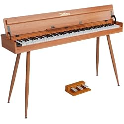 88 Key Full-Weighted Digital Piano - Wooden Upright Electric Keyboard with Progressive Hammer Action, 3-Pedal Unit, Stand & Headphone Jack for Beginner Adults Brown