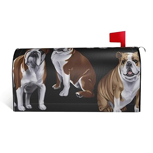 Mailbox Cover English Bulldogs Print Waterproof Magnetic Letter Box Cover Mailbox Wrap For Outside Garden Yard Home Decoration