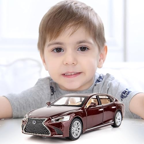 VARIYA ENTERPRISE 1/32 Compatible for Lexus Ls500h Model Car, Zinc Alloy Pull Back Toy car with Sound and Light for Kids Boy Girl Gift-Maroon