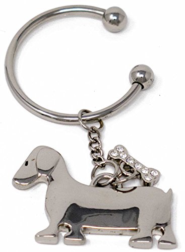 Stephanie Imports Silver Dog With Bone Horseshoe Screwball Keychain With