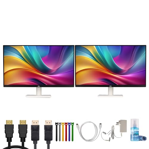 Image of LG Ultrafine 27US500-W 27 inch 4K UHD (3840x2160) Monitor (White) (2-Pack) | IPS Display, HDR10, 60Hz, 90% DCI-P3 Gamut, Anti-Glare Screen, Tilt Stand, HDMI & DisplayPort - Bundle