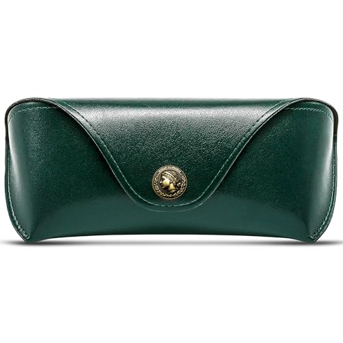 Image of SUNGAIT Sunglasses Case for Men Women: Portable Leather Eyeglasses Case Hard Shell - Slim Case for Multiple Sunglasses