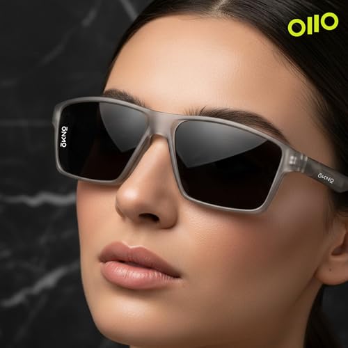 Image of Eyewearlabs OKNO Polarized Sports Sunglasses For Men & Women | Rectangular Wrap-Around Branded Stylish Shades| 100% UV Protection | Cricket Sports Cycling Driving Trekking & More | Norg