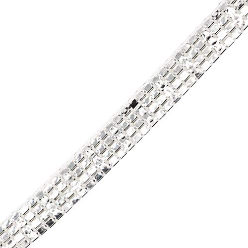 Image of Mandala Crafts 4-Row Silver Tone Rhinestones Cup Chains for Jewelry | 2mm Per Row, 8mm Strand Wide, 10 YDs Roll, Bling Crystal Diamond Wrap, for Sewing, DIY, Wedding Decor