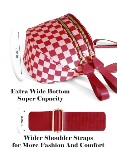 Image of Black and White Checkered Crossbody Bag Bum Bag for Women,Spacious Checkered Purse Fanny Packs Belt Bag