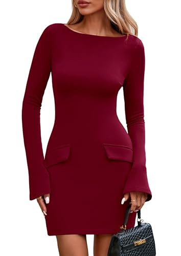 PRETTYGARDEN Womens Fall Long Sleeve Mini Dress...
