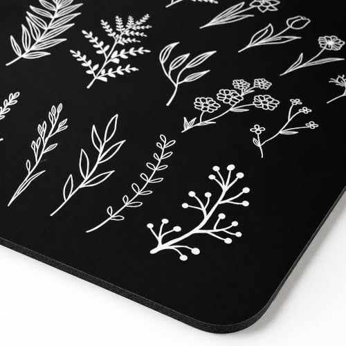 Image of Luxe Home International Dish Dry Mats for Kitchen Counter, Rubber Quick Dry Mat for Kitchen Utensils, Botanical Print Smooth Absorbent Placemat, 35x55 cm, Leaf Black, Pack of 1