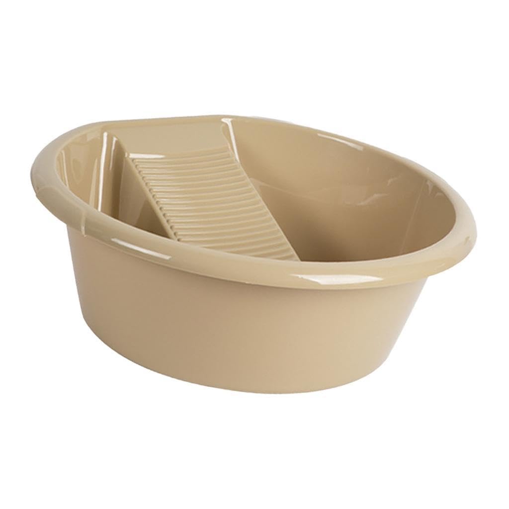 Laundry Basin, Washboard Basin Hand Washing Portable Non Slip Washtub with for(Yellow)