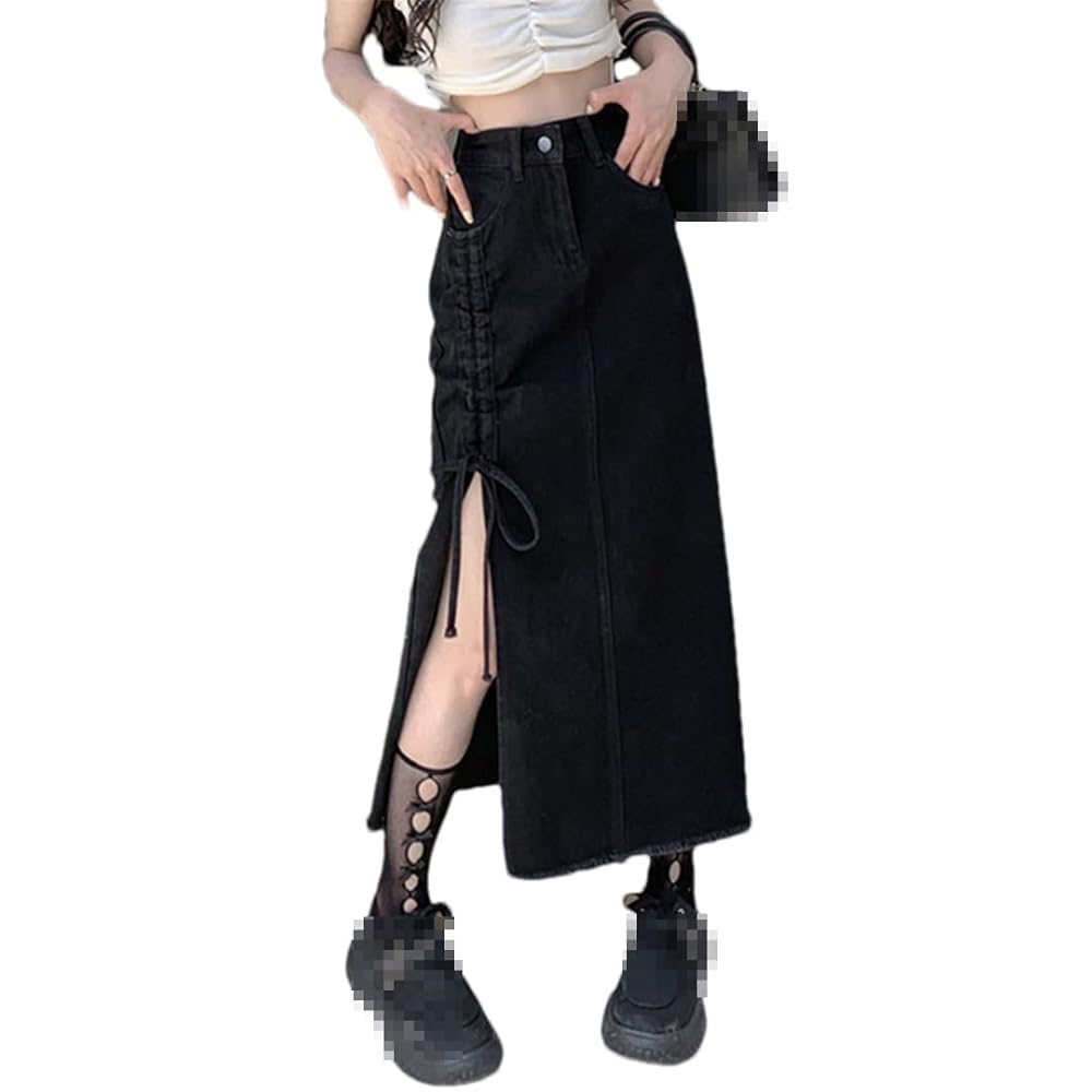 Amazon.com: ERFMFKL Women Pocket Denim Skirt Female Medium