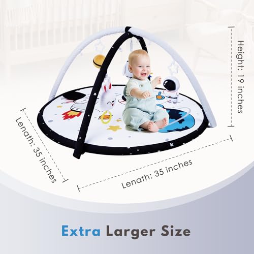Image of Lovvie & Joy Baby Play Activity Gym Tummy Time Mat for Newborn Infant,Baby Gyms & Playmats for Babies 0-6 9 12 Months with 5 Toys for Early Sensory Exploration and Motor Skill Development Space
