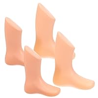 4Pcs Baby Foot Display Model - Lifelike Plastic Sock Mannequin for Kids Shoes and Accessories 14Cm Light Yellow