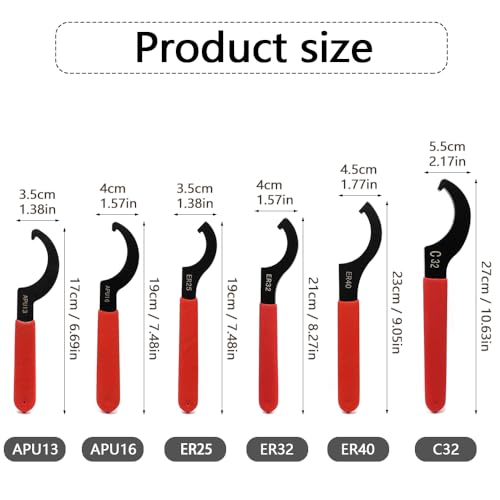 GYSRXS C Spanner Set 6 Pieces Coilover Wrench Made of High Carbon Steel Universal C Hook Wrench Coilover Spanner for Suspension System and Shock Adjustments(Red and Black) - Image 2