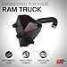 K&N Cold Air Intake System: High-Flow Air Filter, Increase Performance & Towing: Compatible with 2019-2024 RAM 1500, 63-1578