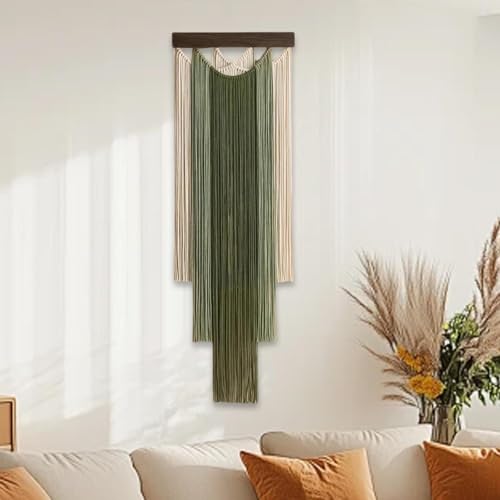 Macramé fait à la main vert : tapisserie bohème pour canapé