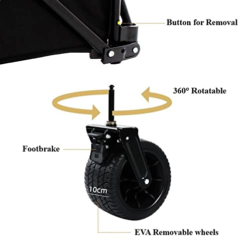 LYXDWRC Zusammenklappbarer Picknickwagen, zusammenklappbarer Gartenwagen mit verstellbaren Griffen for Einkaufen, Strand, Camping, Umzug – Bild 4