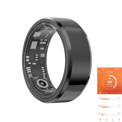 GenXenon Fitness Tracker Smart Ring,Step Counter,Heart Rate Blood Oxygen Sleep Tracker Health Ring, 5ATM Waterproof Long Battery Life Smart Rings Compatible with iOS & Android