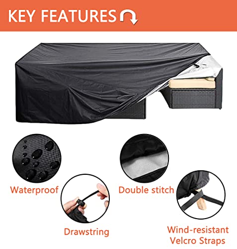 Oslimea Patio Furniture Cover Waterproof Outdoor Sectional Sofa Set Covers Heavy Duty Outdoor Rectangle Table And Chair Set Covers, Dust Proof Furniture Protective Cover Large 124" L X 63" W X 29" H #TOP4